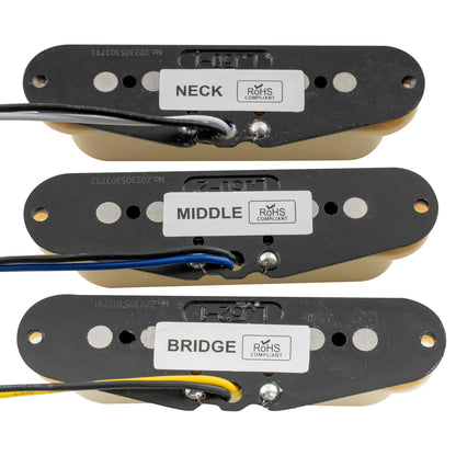 Musiclily Pro ST-60SE Staggered Alnico 5 Single Coil Neck Middle Bridge Pickups Set for Strat Style Electric Guitar