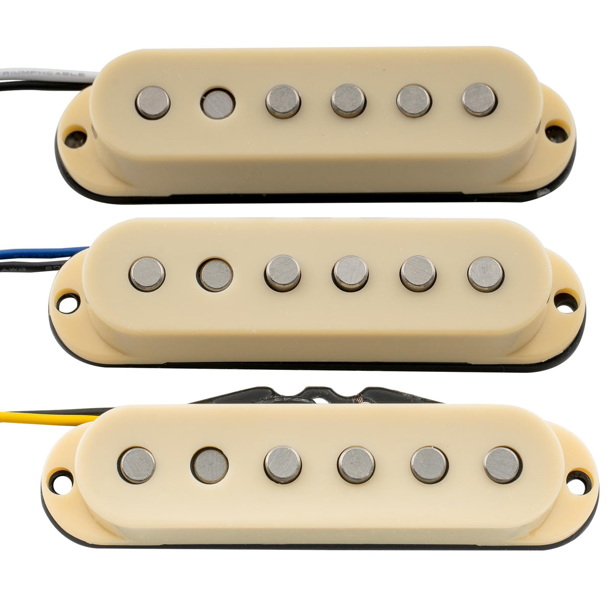 Musiclily Pro ST-60SE Staggered Alnico 5 Single Coil Neck Middle Bridge Pickups Set for Strat Style Electric Guitar