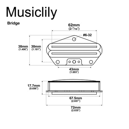 Musiclily Pro TL-DPMA Alnico 5 Rail Blade Single Coil Sized Humbucker Bridge Pickup Medium Output 9.5K for Tele Style Electric Guitar