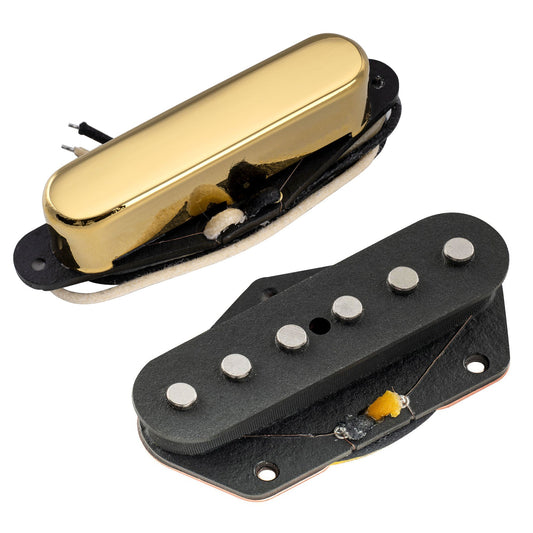Musiclily Pro TL-50S Alnico 5 Single Coil Neck Bridge Pickups Set 8.1K/7.4K for Tele Style Electric Guitar