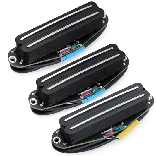 Musiclily Pro ST-DPHC Ceramic Rail Blade Single Coil Sized Humbucker Super Distortion Neck Middle Bridge Pickups Set for Strat Style Electric Guitar