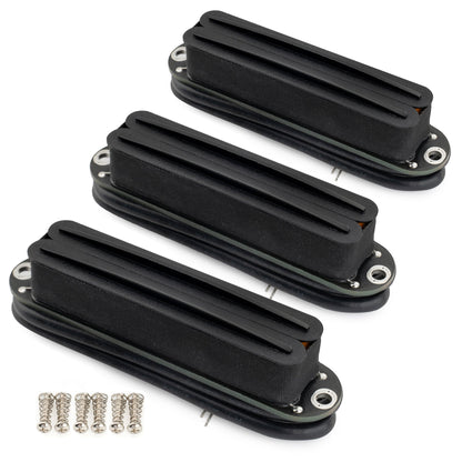Musiclily Pro ST-DPHC Ceramic Rail Blade Single Coil Sized Humbucker Pickups Set 13.2K Super Distortion for Strat Style Electric Guitar