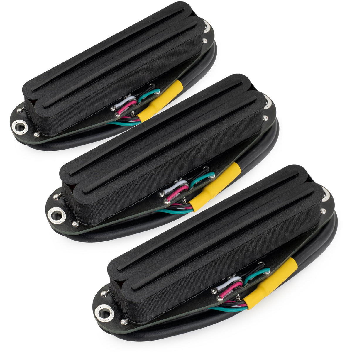 Musiclily Pro ST-DPHC Ceramic Rail Blade Single Coil Sized Humbucker Pickups Set 13.2K Super Distortion for Strat Style Electric Guitar