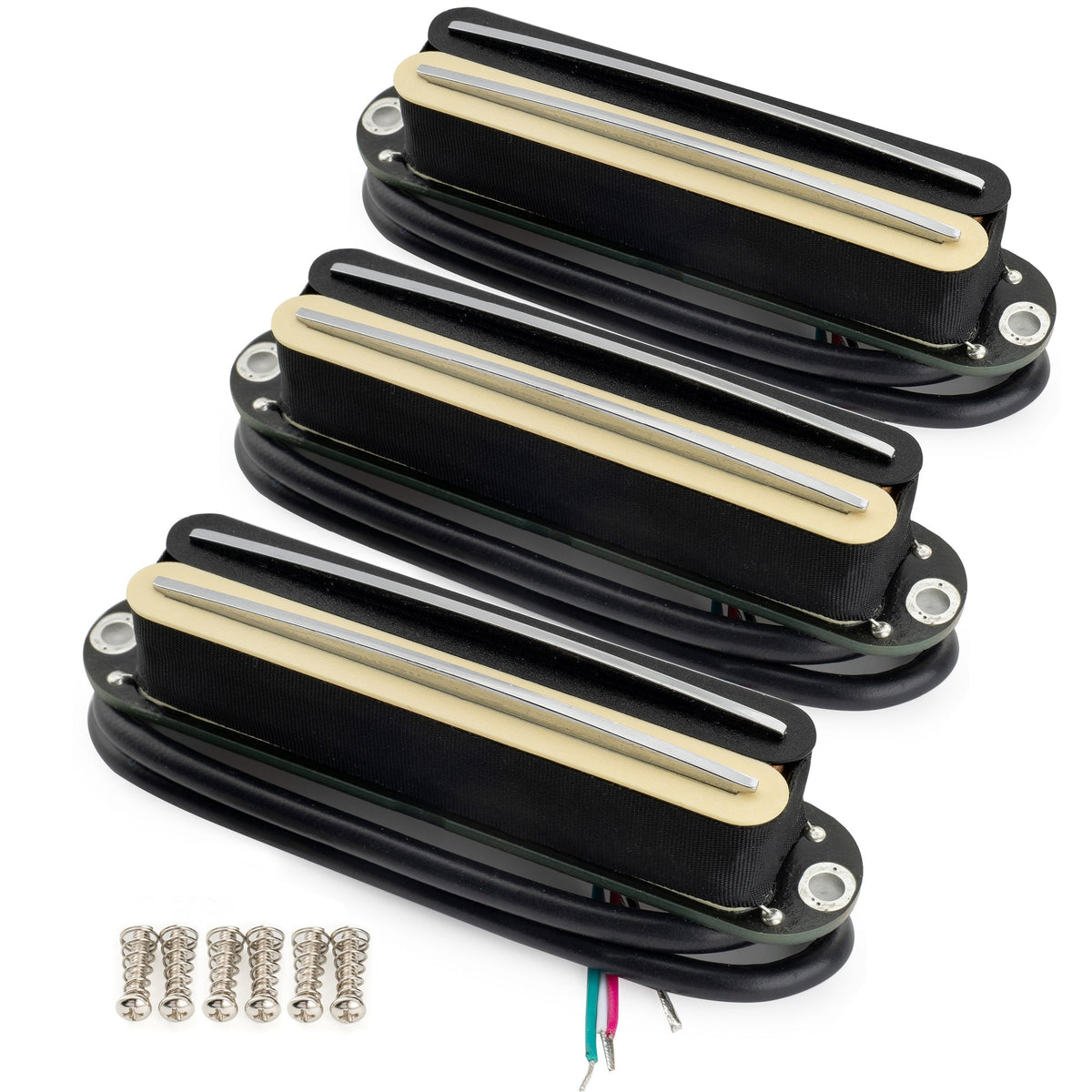 Musiclily Pro ST-DPHC Ceramic Rail Blade Single Coil Sized Humbucker Pickups Set 13.2K Super Distortion for Strat Style Electric Guitar