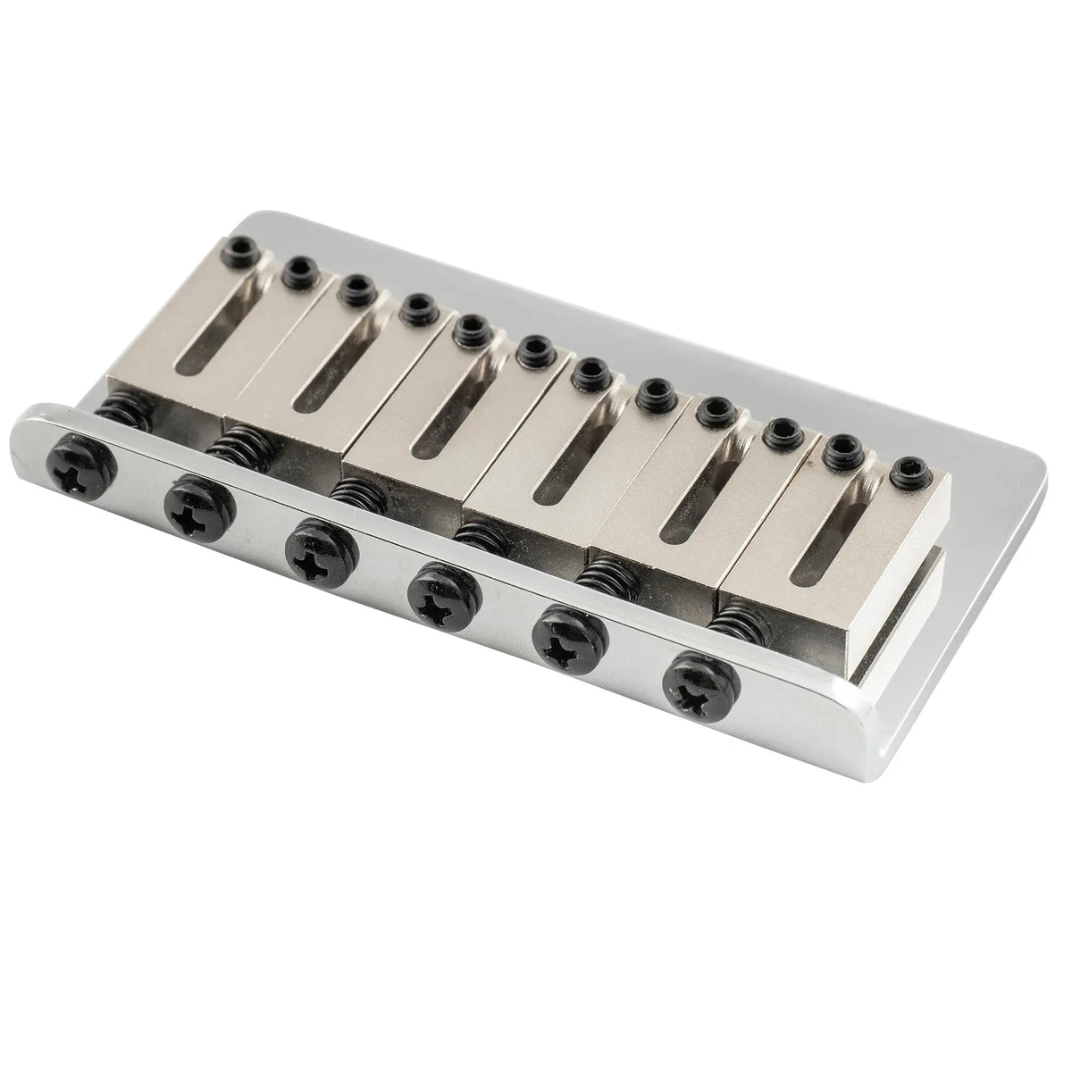 Musiclily Ultra BF008 52.5mm (2-1/16 inch) String Spacing Offset-Saddle Hardtail Fixed Bridge Non-Tremolo Bridge for Strat Tele Style Electric Guitar