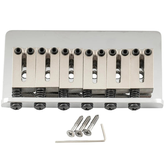 Musiclily Ultra BF008 52.5mm (2-1/16 inch) String Spacing Offset-Saddle Hardtail Fixed Bridge Non-Tremolo Bridge for Strat Tele Style Electric Guitar