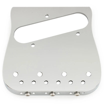 Musiclily Ultra BT013 54mm(2-1/8 inch) String Spacing Full Solid Brass Plate with Compensated 3-Saddle Curved Tele Style Guitar Bridge