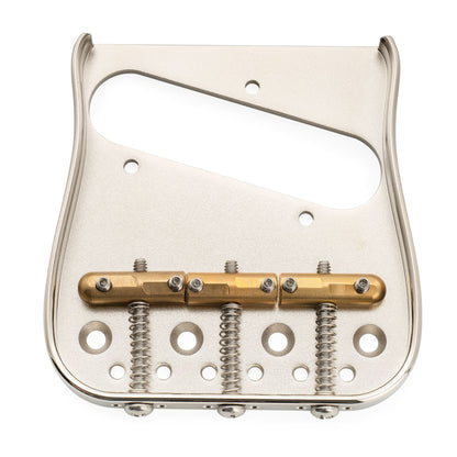 Musiclily Ultra BT013 54mm(2-1/8 inch) String Spacing Full Solid Brass Plate with Compensated 3-Saddle Curved Tele Style Guitar Bridge