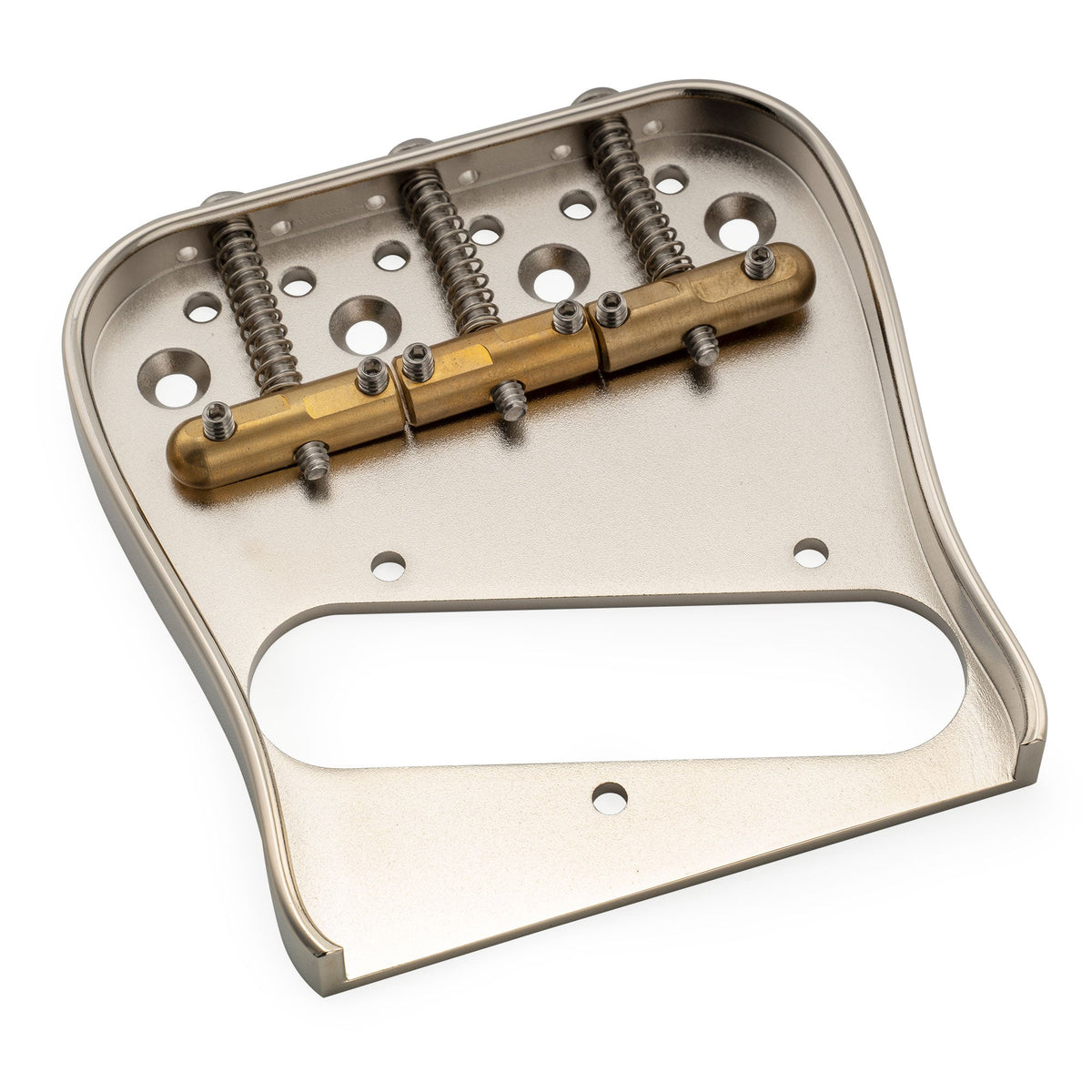 Musiclily Ultra BT013 54mm(2-1/8 inch) String Spacing Full Solid Brass Plate with Compensated 3-Saddle Curved Tele Style Guitar Bridge