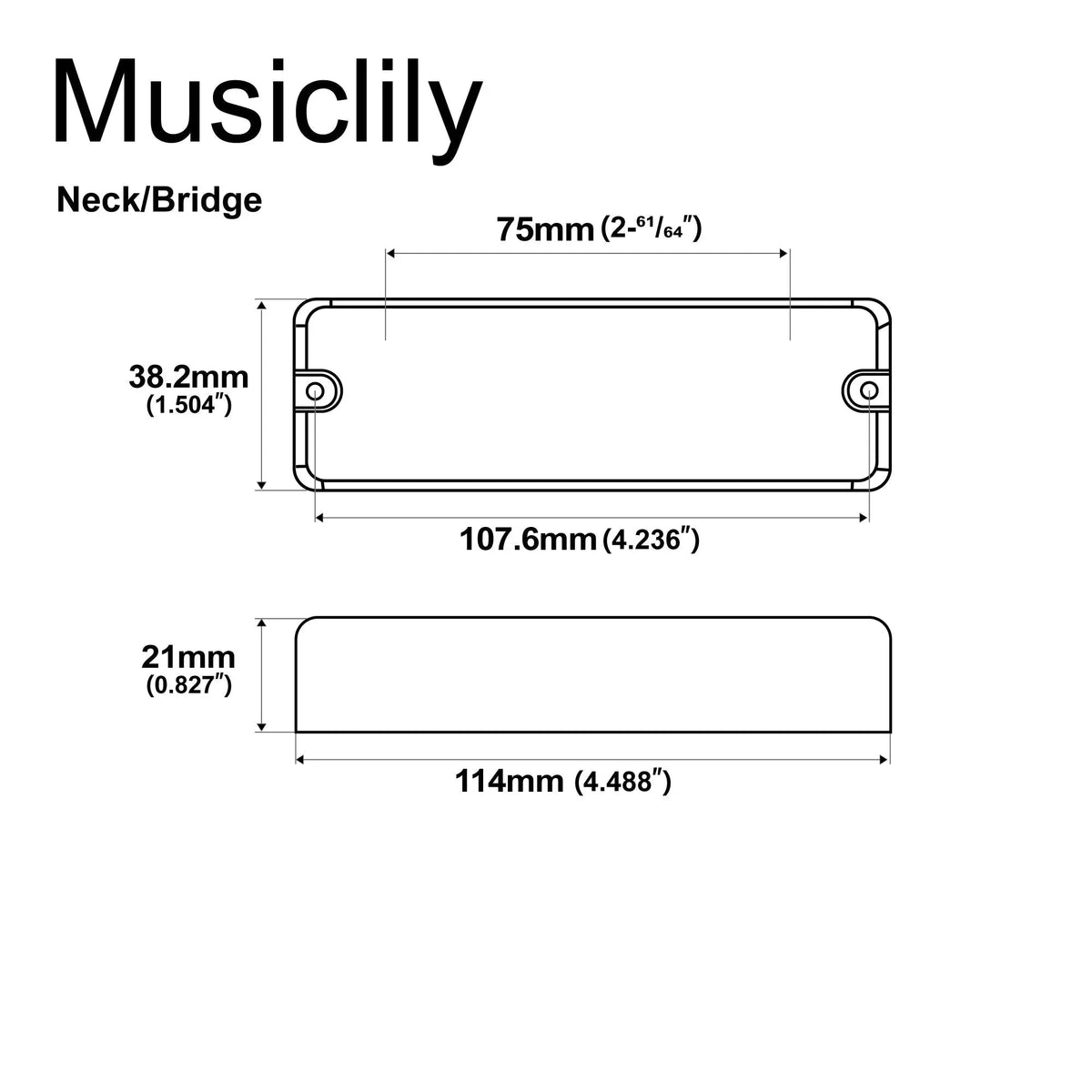 Artec MDC6 Ceramic Soapbar Style Bass Pickup Neck Bridge Pickups Set 16K for 6-String Bass