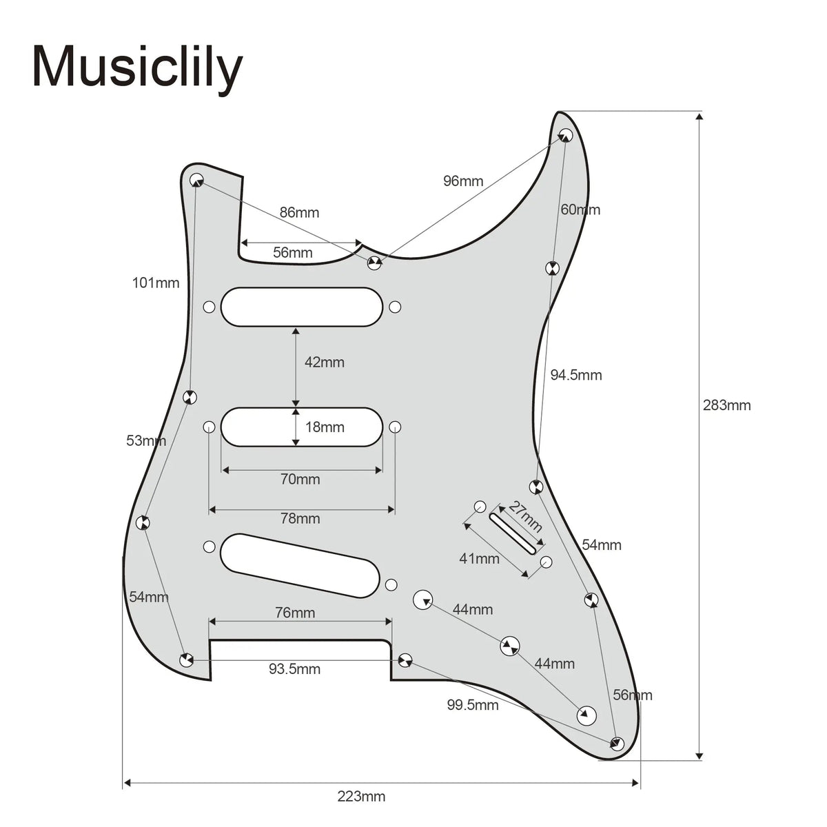 Musiclily Pro-SE ST-60SE Pre-wired SSS Pickguard with Staggered Alnico 5 Pickups for Strat Style Electric Guitar