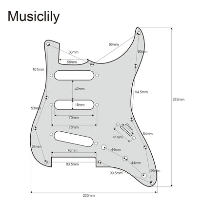 Musiclily Pro-SE ST-60SE Pre-wired SSS Pickguard with Staggered Alnico 5 Pickups for Strat Style Electric Guitar