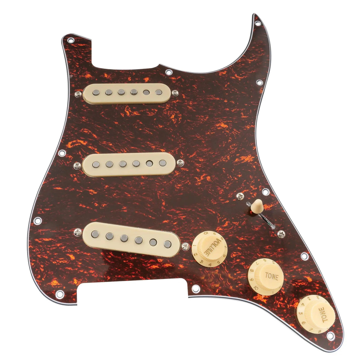 Musiclily Pro-SE ST-60SE Pre-wired SSS Pickguard with Staggered Alnico 5 Pickups for Strat Style Electric Guitar