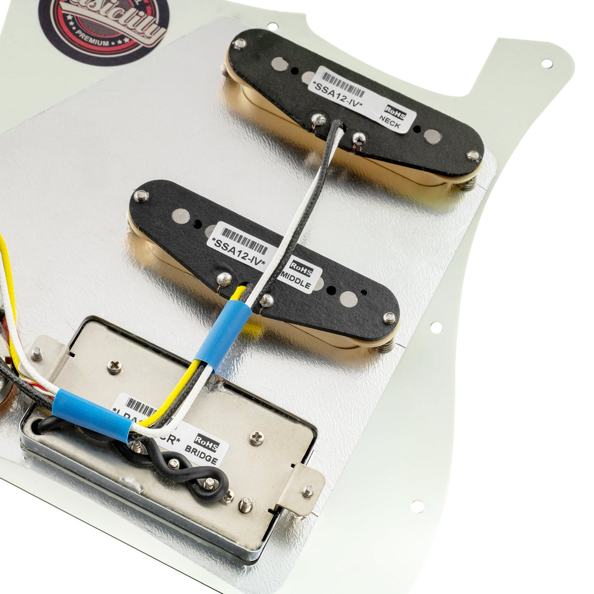 Musiclily Pro Pre-wired Standard HSS Pickguard with Artec Pickups Alnico 5 Magnet for ST Style Electric Guitar