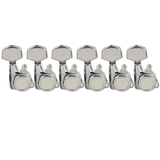 Musiclily Pro R18T-03 6-in-line 18:1 Ratio Full Sealed Locking Machine Heads Tuners Tuning Pegs Keys with Hex Button 45 Degree Screw for Strat Tele Style Electric Guitar