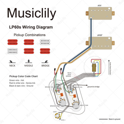 Musiclily Pro LP STD Vintage 50s and Modern 60s DIY Wiring Kit Upgrade for Epiphone LP Style Electric Guitar Switch