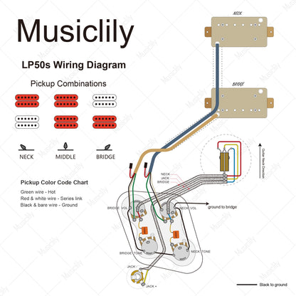 Musiclily Pro LP STD Vintage 50s and Modern 60s DIY Wiring Kit Upgrade for Epiphone LP Style Electric Guitar Switch