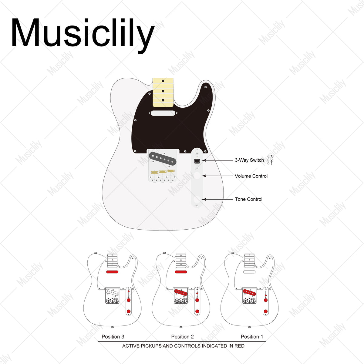 Musiclily Pro Pre-wired Standard Tele Pickguard and Loaded Control Plate with Artec Pickups Alnico 5 Magnet for TL Style Electric Guitar