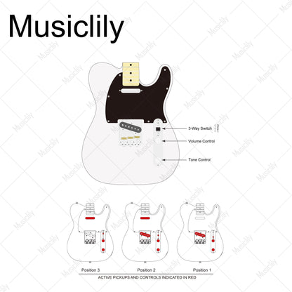 Musiclily Pro Pre-wired Standard Tele Pickguard and Loaded Control Plate with Artec Pickups Alnico 5 Magnet for TL Style Electric Guitar