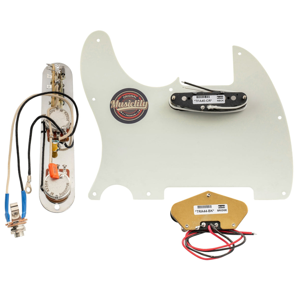 Musiclily Pro Pre-wired Standard Tele Pickguard and Loaded Control Plate with Artec Pickups Alnico 5 Magnet for TL Style Electric Guitar
