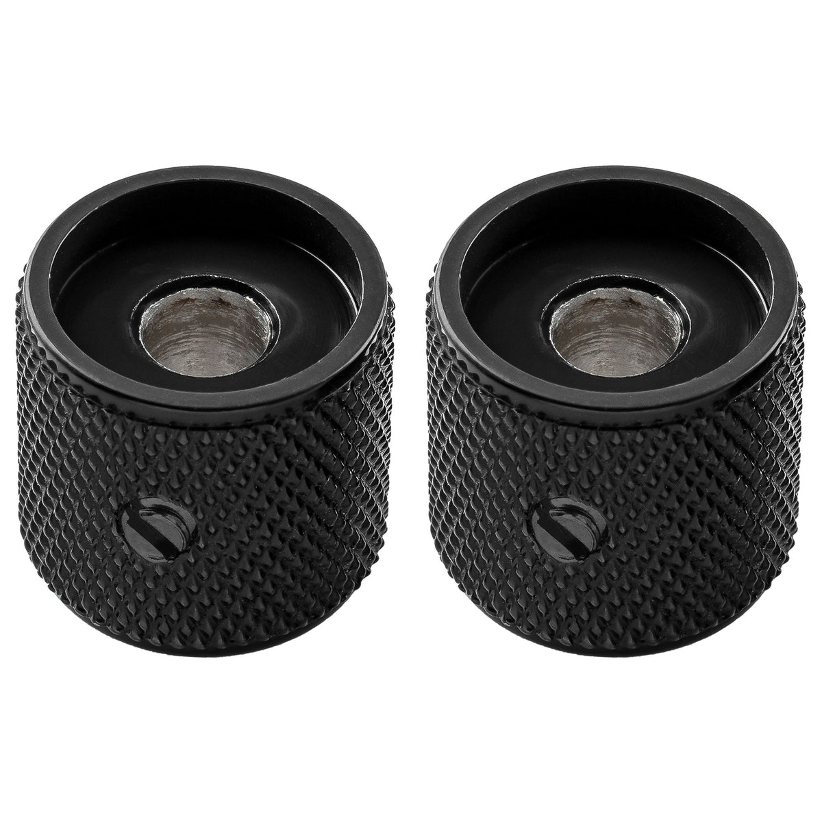 Musiclily Pro 1/4 Inch Aluminum Flat Top Universal Fitting Potentiometer Control Knob with Set Screw for Fender Mexico Player Tele Style Electric Guitar (Set of 2)