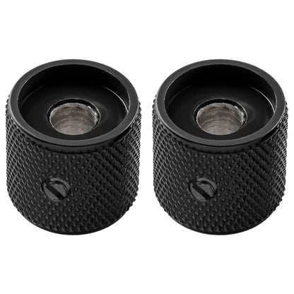 Musiclily Pro 1/4 Inch Aluminum Flat Top Universal Fitting Potentiometer Control Knob with Set Screw for Fender Mexico Player Tele Style Electric Guitar (Set of 2)
