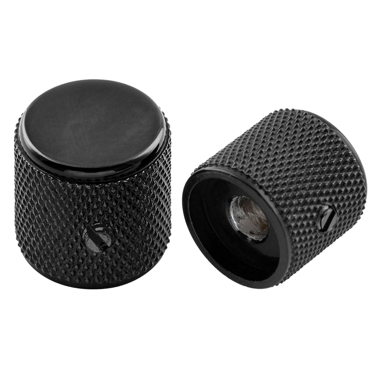 Musiclily Pro 1/4 Inch Aluminum Flat Top Universal Fitting Potentiometer Control Knob with Set Screw for Fender Mexico Player Tele Style Electric Guitar (Set of 2)