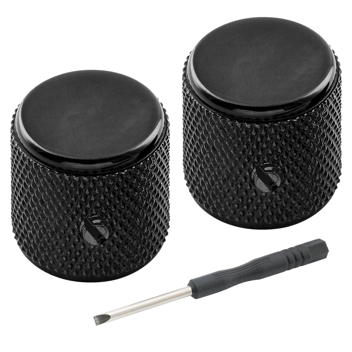 Musiclily Pro 1/4 Inch Aluminum Flat Top Universal Fitting Potentiometer Control Knob with Set Screw for Fender Mexico Player Tele Style Electric Guitar (Set of 2)