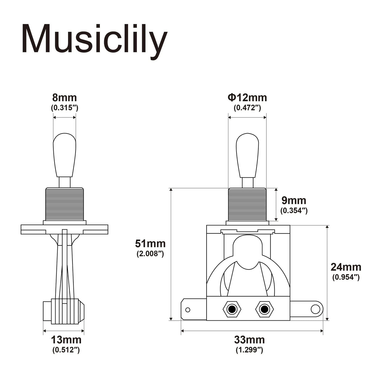 Musiclily Pro Pre-wired 3-Way Pickup Select Toggle Switch Soldered with Metal Braided Wires for Epiphone LP Style Electric Guitar