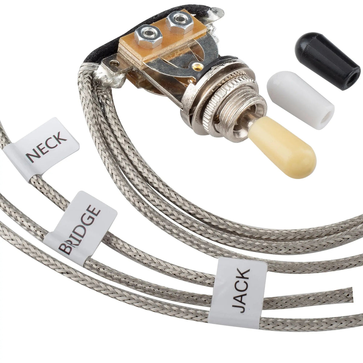 Musiclily Pro Pre-wired 3-Way Pickup Select Toggle Switch Soldered with Metal Braided Wires for Epiphone LP Style Electric Guitar