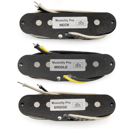 Musiclily Pro ST-50S Staggered Alnico 5 Single Coil Neck Middle Bridge Pickups Set for Strat Style Electric Guitar