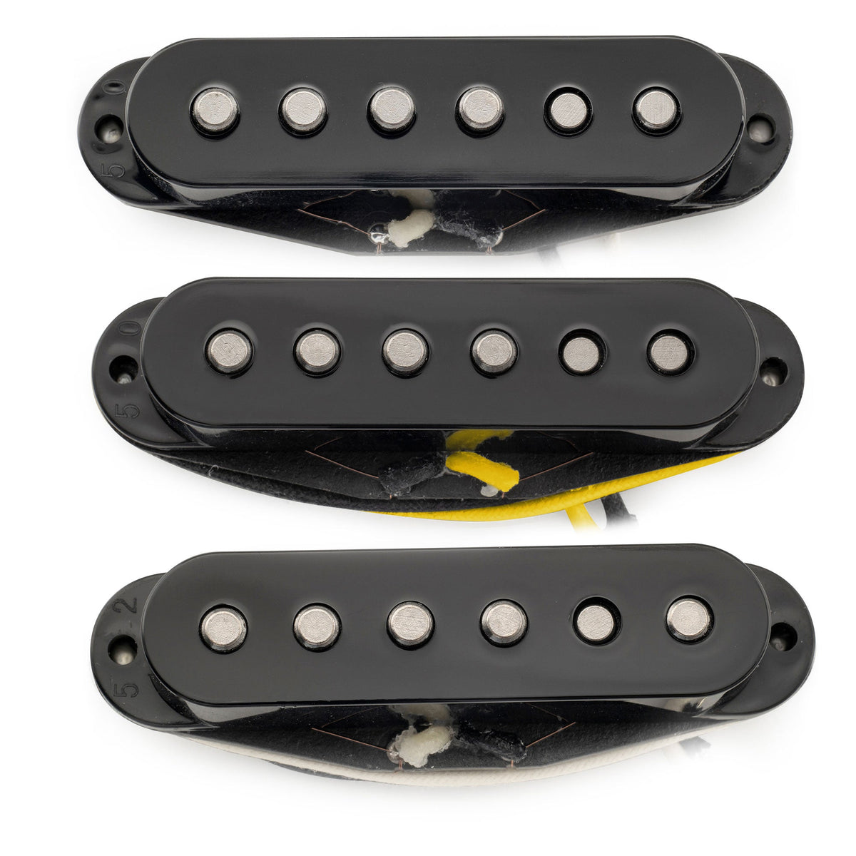 Musiclily Pro ST-50S Staggered Alnico 5 Single Coil Neck Middle Bridge Pickups Set for Strat Style Electric Guitar