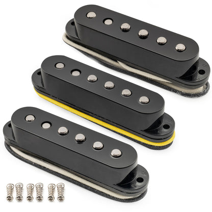 Musiclily Pro ST-50S Staggered Alnico 5 Single Coil Neck Middle Bridge Pickups Set for Strat Style Electric Guitar