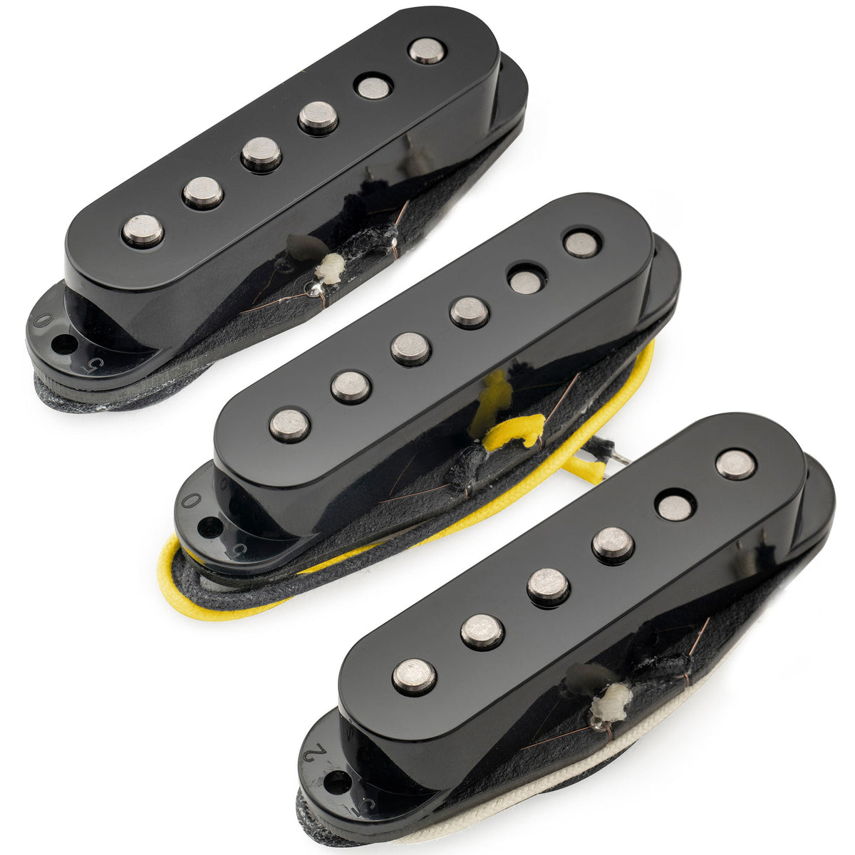 Musiclily Pro ST-50S Staggered Alnico 5 Single Coil Neck Middle Bridge Pickups Set for Strat Style Electric Guitar
