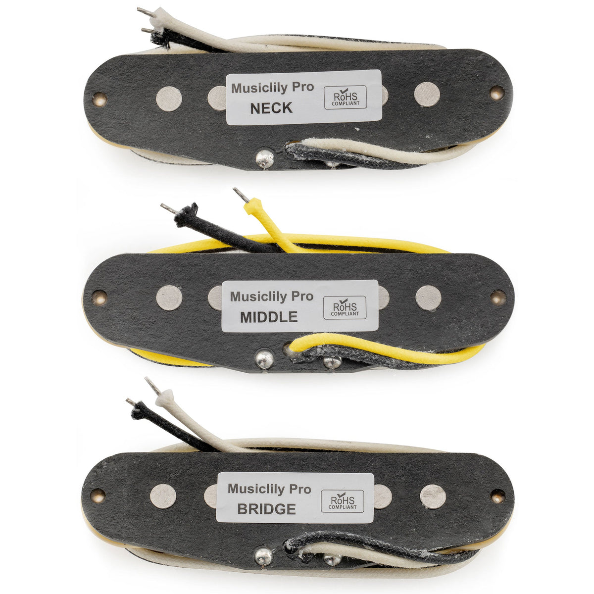 Musiclily Pro ST-50S Staggered Alnico 5 Single Coil Neck Middle Bridge Pickups Set for Strat Style Electric Guitar