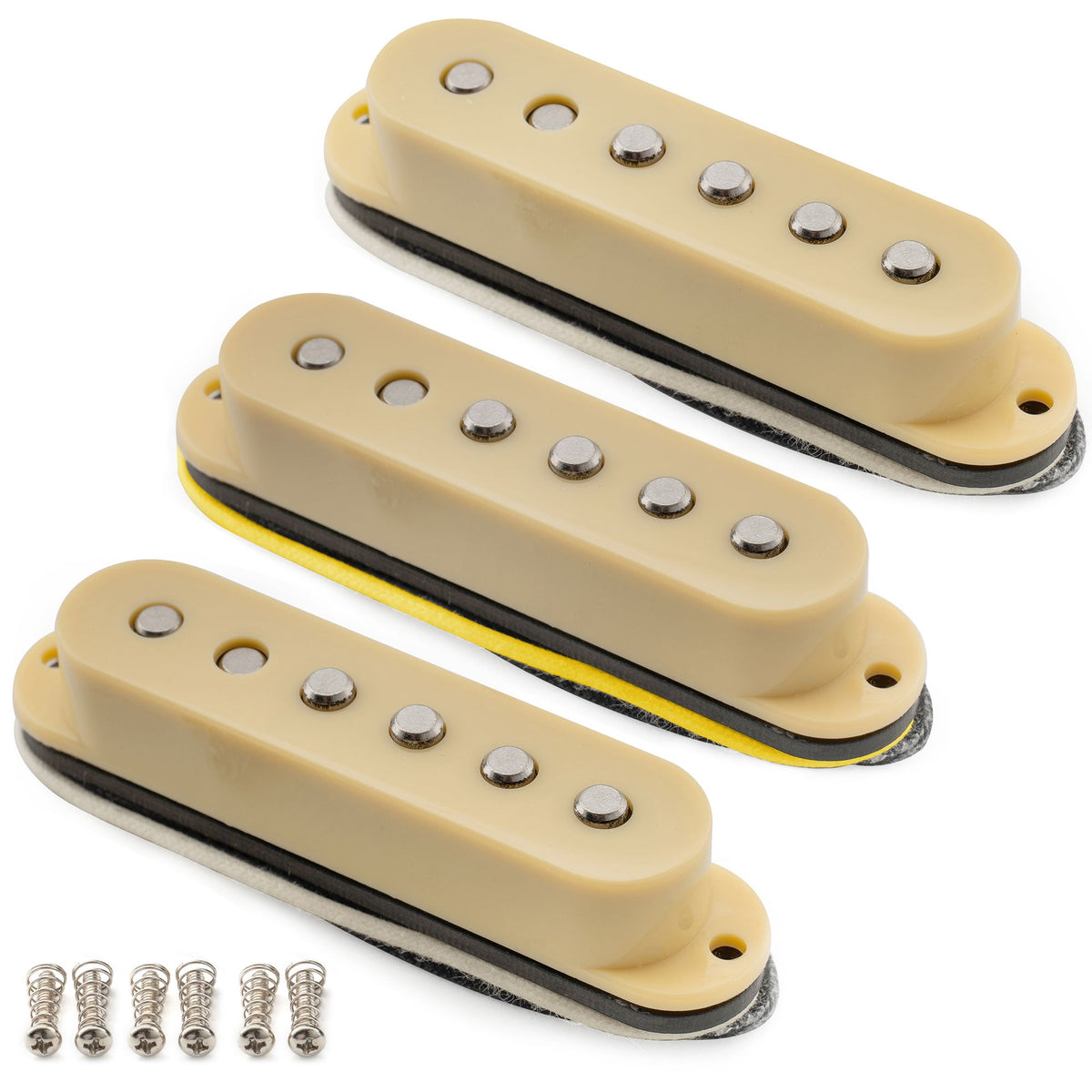 Musiclily Pro ST-50S Staggered Alnico 5 Single Coil Neck Middle Bridge Pickups Set for Strat Style Electric Guitar