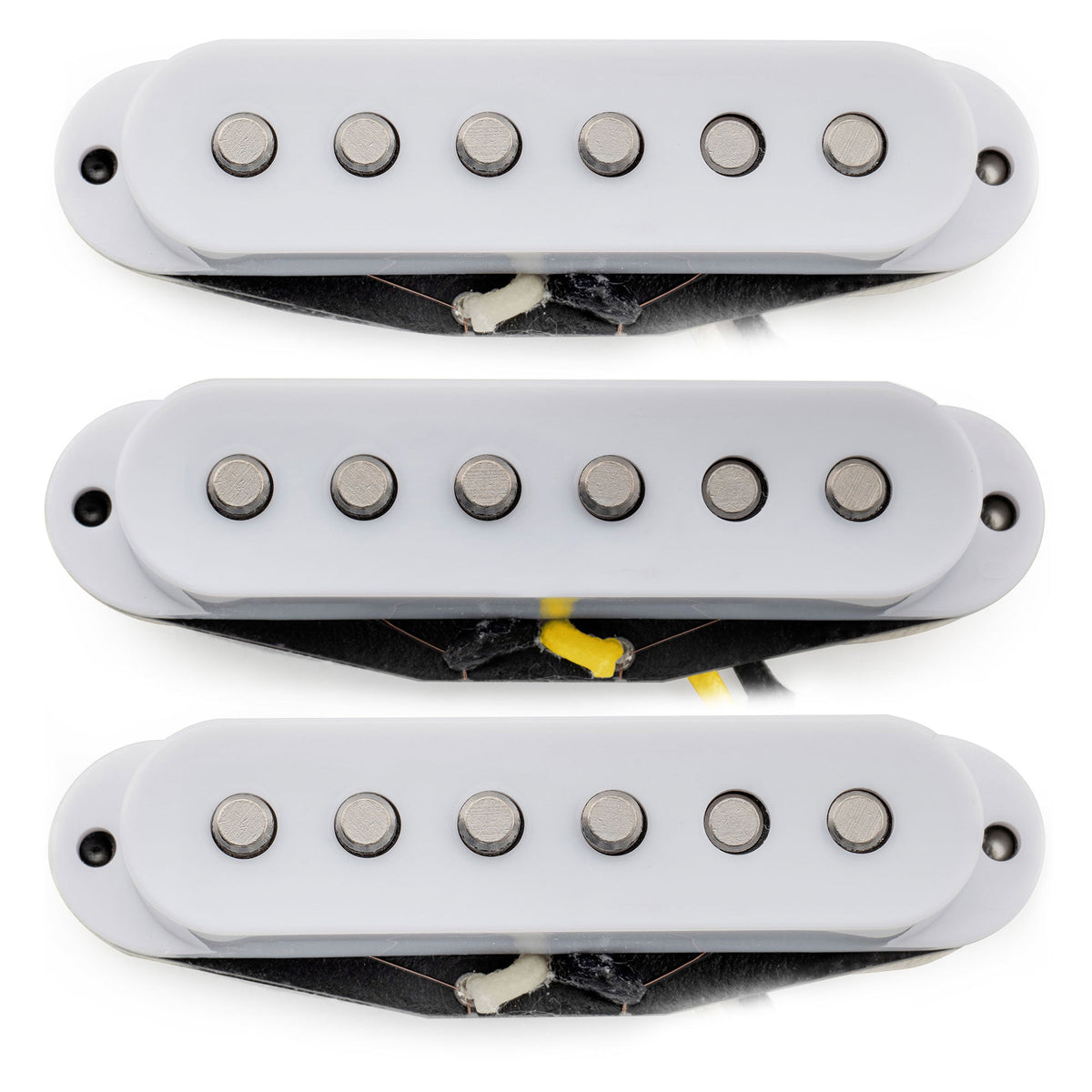 Musiclily Pro ST-50S Staggered Alnico 5 Single Coil Neck Middle Bridge Pickups Set for Strat Style Electric Guitar