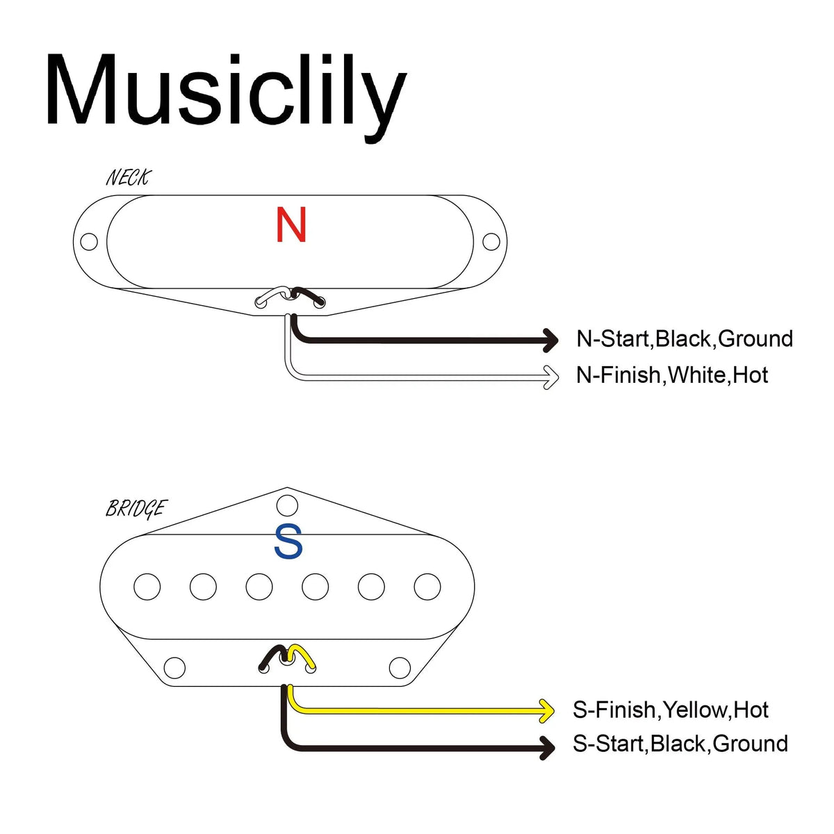 Musiclily Pro TL-60S Alnico 5 Single Coil Neck Bridge Pickups Set for Tele Style Electric Guitar