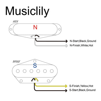 Musiclily Pro TL-60S Alnico 5 Single Coil Neck Bridge Pickups Set for Tele Style Electric Guitar