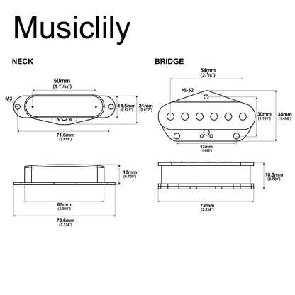 Musiclily Pro TL-60S Alnico 5 Single Coil Neck Bridge Pickups Set for Tele Style Electric Guitar
