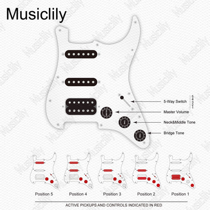 Musiclily Pro-SE ST-HSS-60SE Pre-wired Pickguard with Alnico 5 Pickups 5-Way Switch for Strat Style Electric Guitar