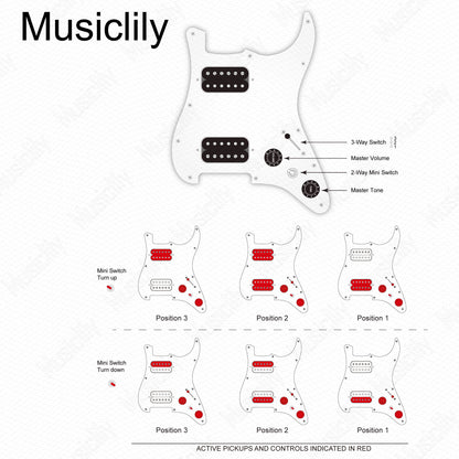 Musiclily Pro-SE ST-HH-OMHA Pre-wired Pickguard with Alnico 5 Humbuckers Mini Toggle Switch for Strat Style Electric Guitar