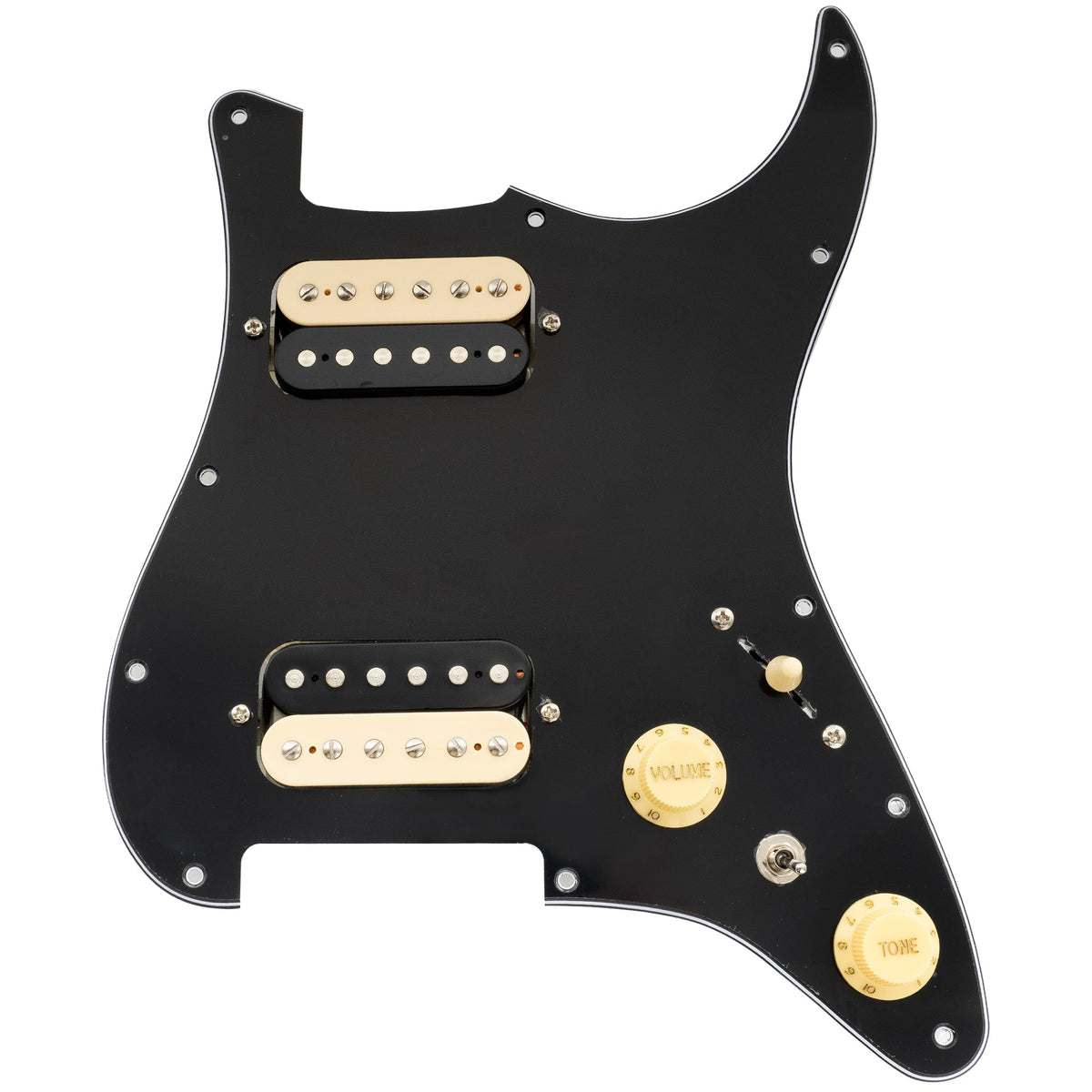 Musiclily Pro-SE ST-HH-OMHA Pre-wired Pickguard with Alnico 5 Humbuckers Mini Toggle Switch for Strat Style Electric Guitar
