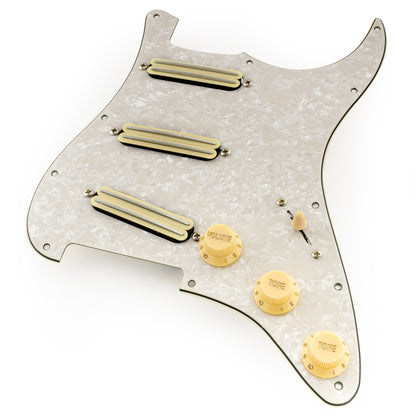 Musiclily Pro-SE ST-DPHA Pre-wired SSS Pickguard with Alnico 5 Mini Rail Humbucker for Strat Style Electric Guitar