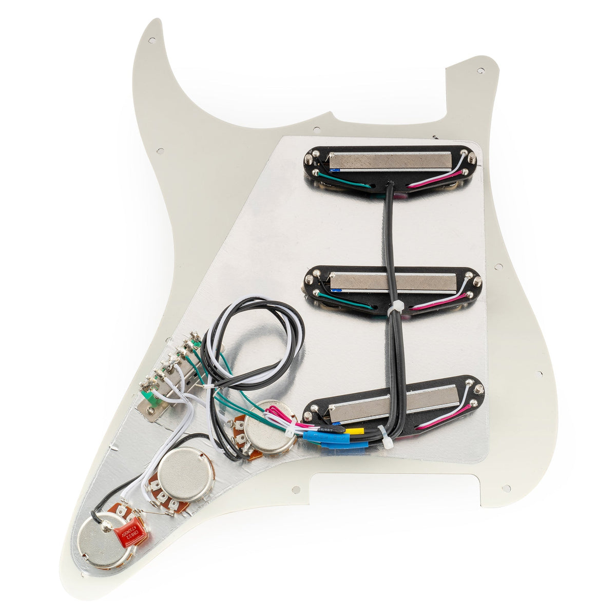 Musiclily Pro-SE ST-DPHA Pre-wired SSS Pickguard with Alnico 5 Mini Rail Humbucker for Strat Style Electric Guitar