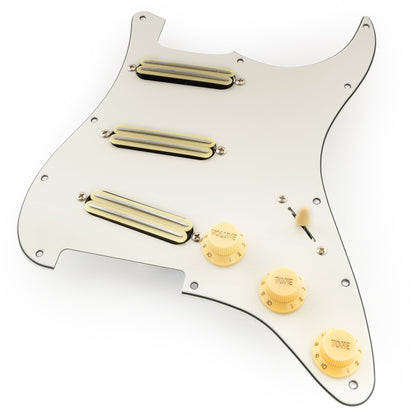 Musiclily Pro-SE ST-DPHA Pre-wired SSS Pickguard with Alnico 5 Mini Rail Humbucker for Strat Style Electric Guitar