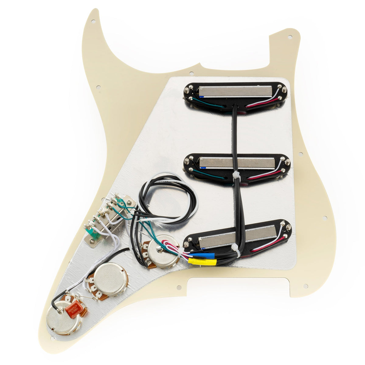 Musiclily Pro-SE ST-DPHA Pre-wired SSS Pickguard with Alnico 5 Mini Rail Humbucker for Strat Style Electric Guitar