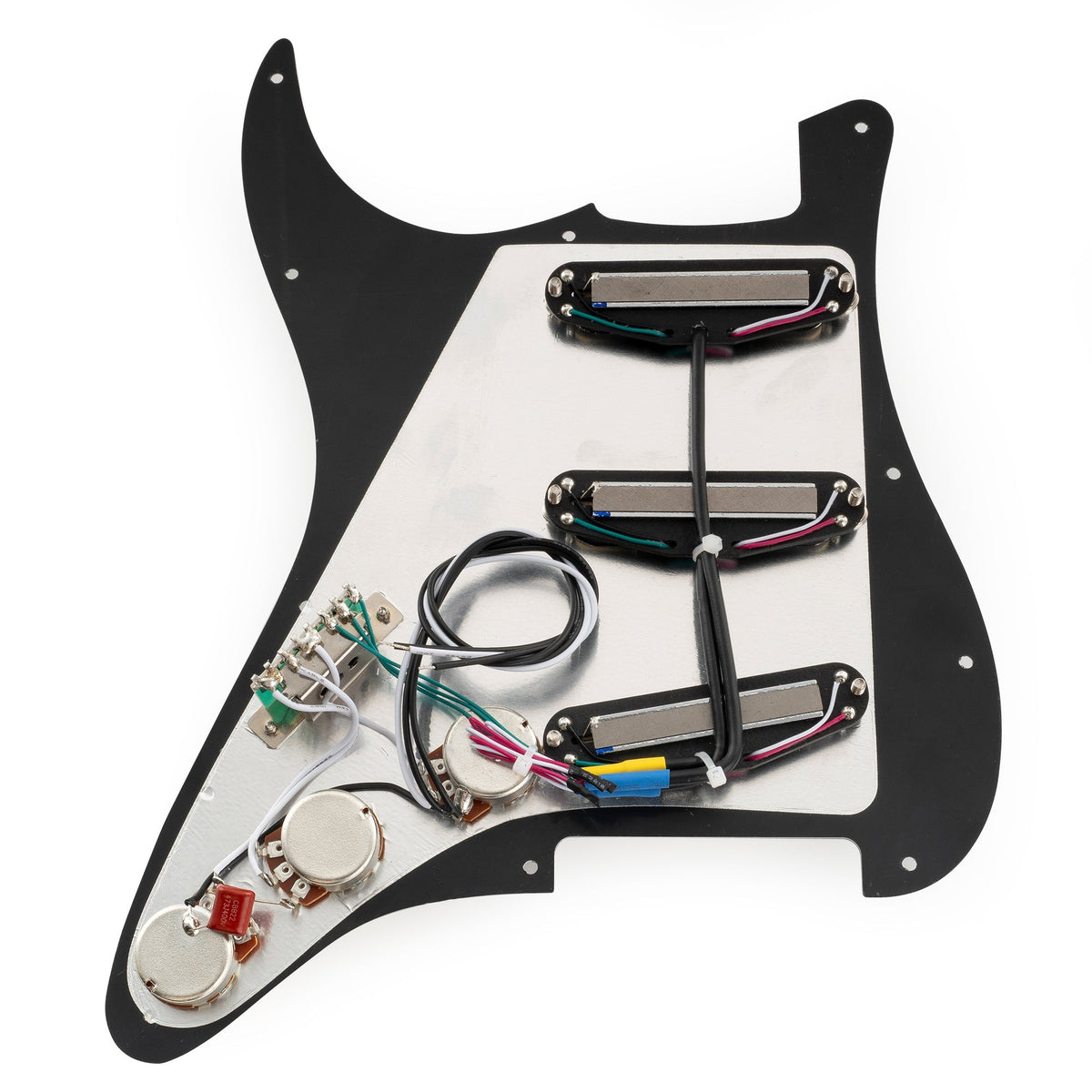 Musiclily Pro-SE ST-DPHA Pre-wired SSS Pickguard with Alnico 5 Mini Rail Humbucker for Strat Style Electric Guitar