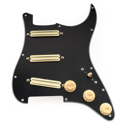 Musiclily Pro-SE ST-DPHA Pre-wired SSS Pickguard with Alnico 5 Mini Rail Humbucker for Strat Style Electric Guitar