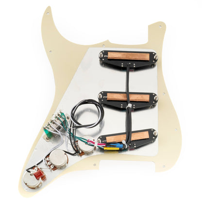 Musiclily Pro-SE ST-DPHC Pre-wired SSS Pickguard with Ceramic Mini Rail Humbucker for Strat Style Electric Guitar